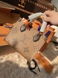 LV OnTheGo PM Monogram Reverse Canvas Tote Handle Bag with Leather Trim and Shoulder Strap