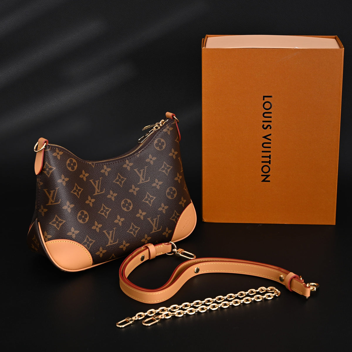 Louis Vuitton Boulogne Monogram Canvas Shoulder Bag – Classic Brown with Vachetta Leather Trim (M45832)