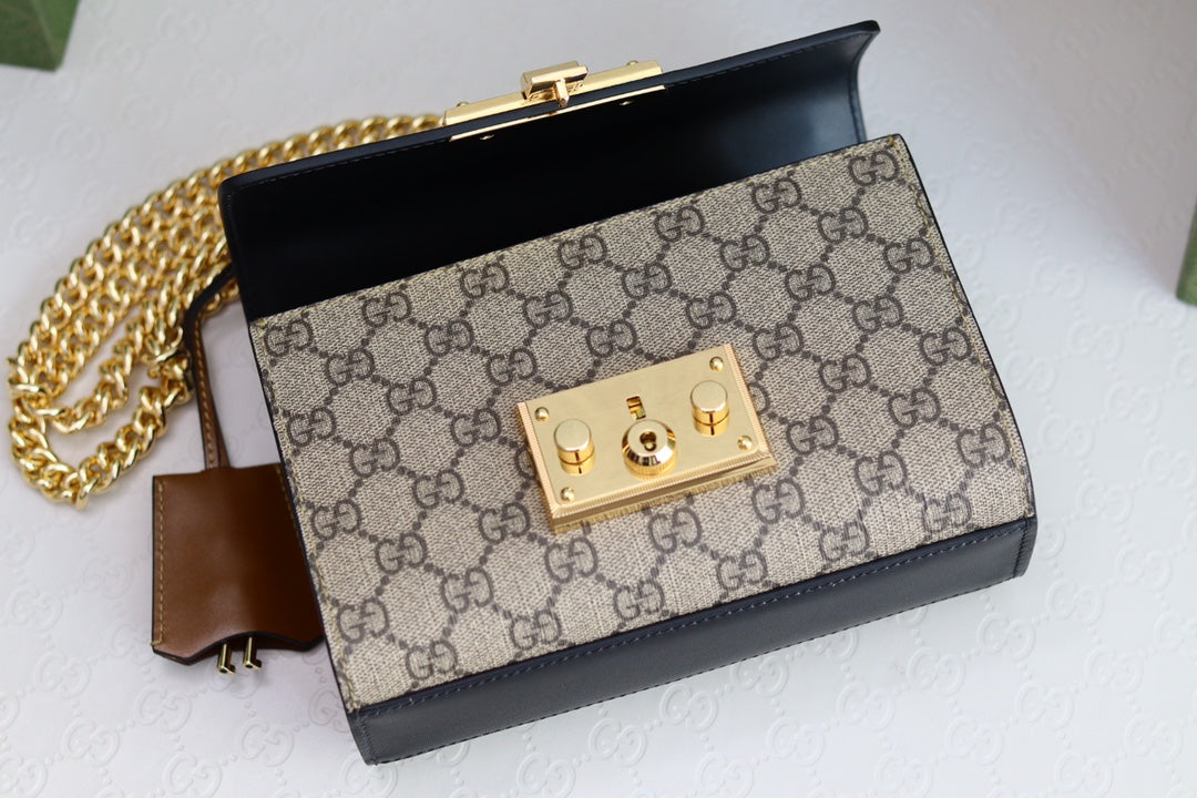 Gucci Padlock 20 Ophidia Leather Black Shoulder Bag