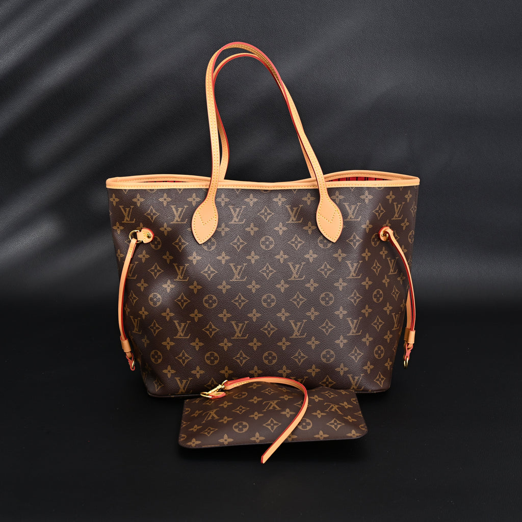 Louis Vuitton Neverfull MM Tote Bag – Monogram Canvas with Red Interior
