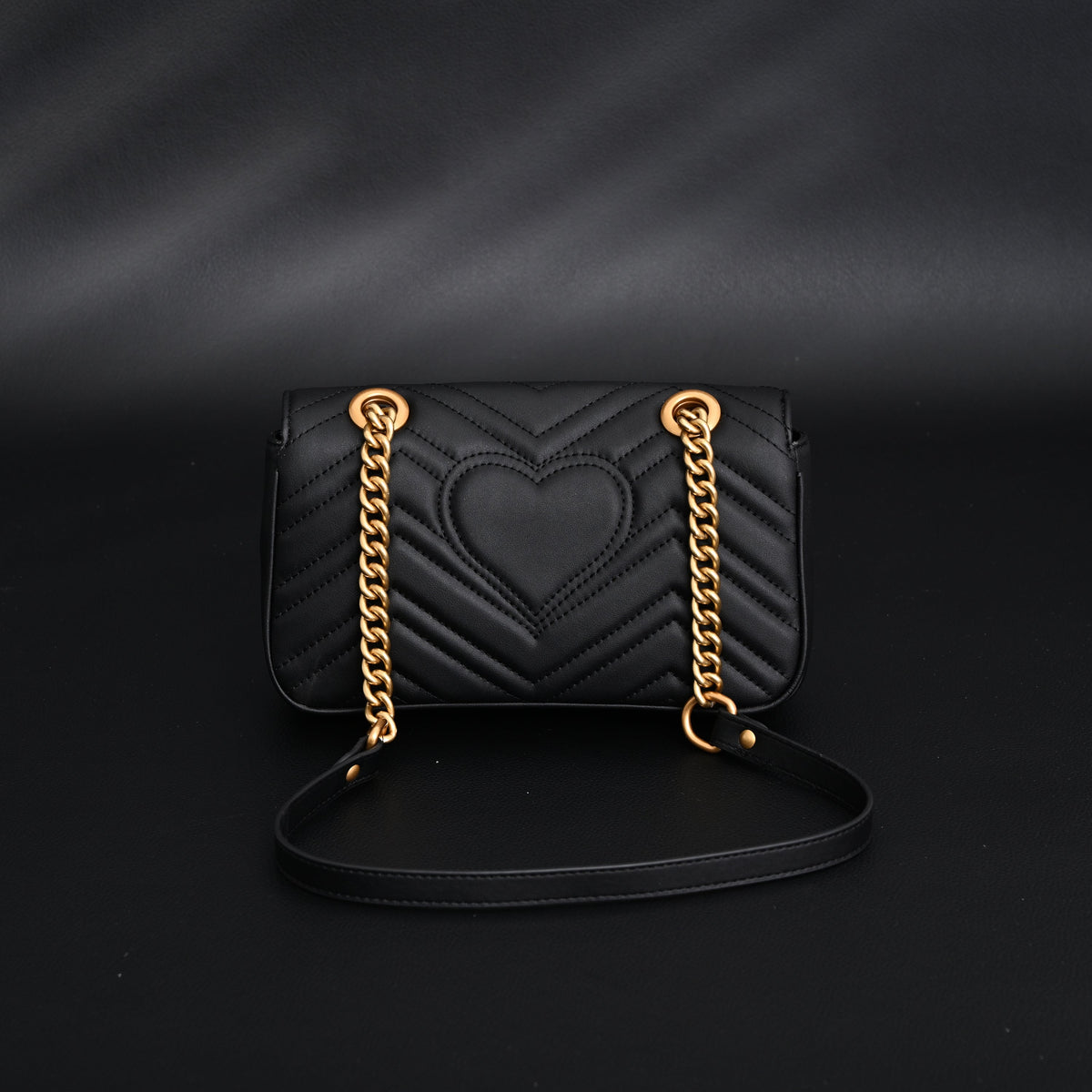 Gucci GG Marmont Small Matelassé Shoulder Bag – Black Leather with Gold Hardware