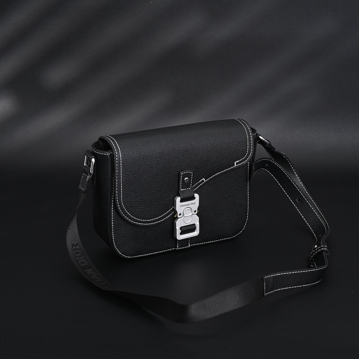 Dior Saddle Crossbody Bag – Black Grained Calfskin with Silver-Tone Hardware - Black with Silver-Tone Hardware