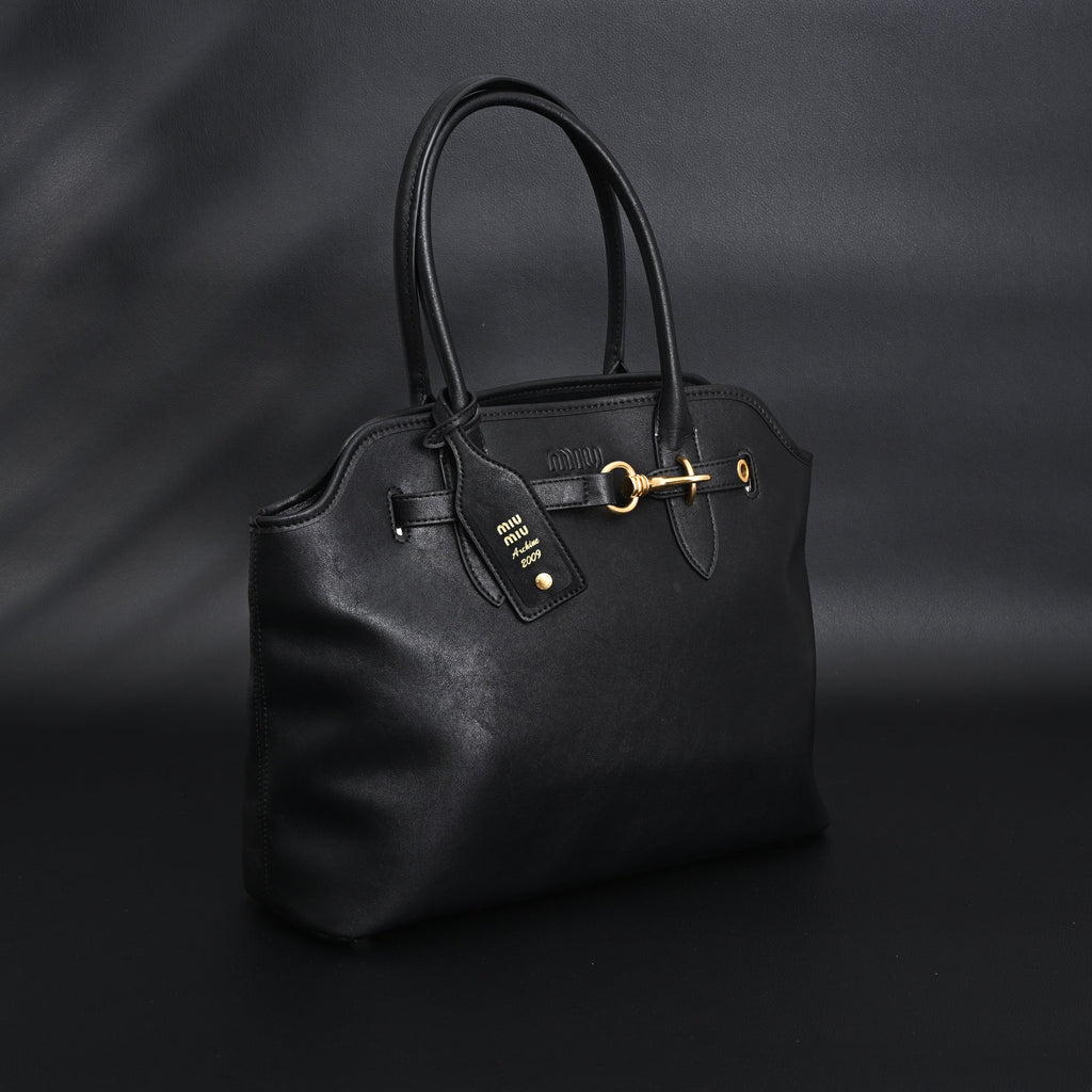Miu Miu Leather Tote Bag – Classic Black