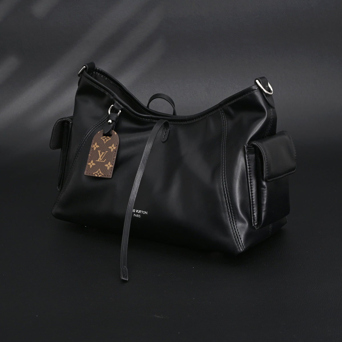 Louis Vuitton Montaigne Black Mahina Leather Shoulder Bag