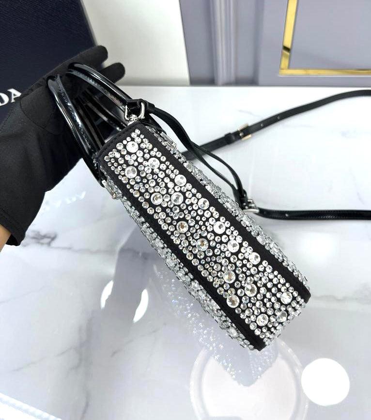 Prada Satin Tote Bag with Crystals
