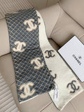 Chanel Diamond-Pattern Logo Scarf — hero
