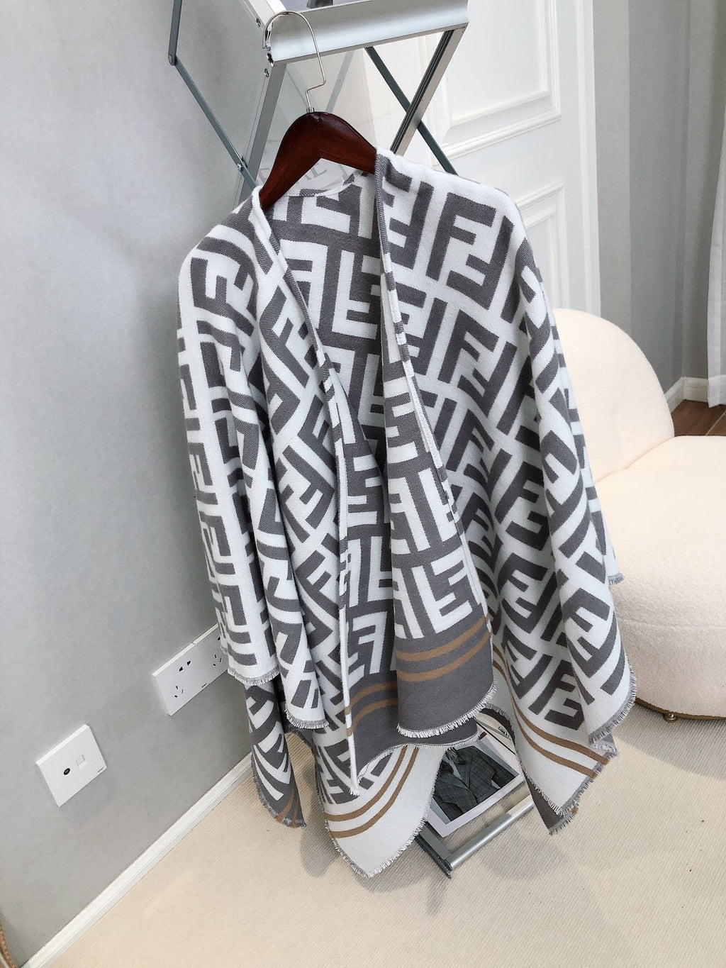 Fendi Geometric Trim Shawl — hero