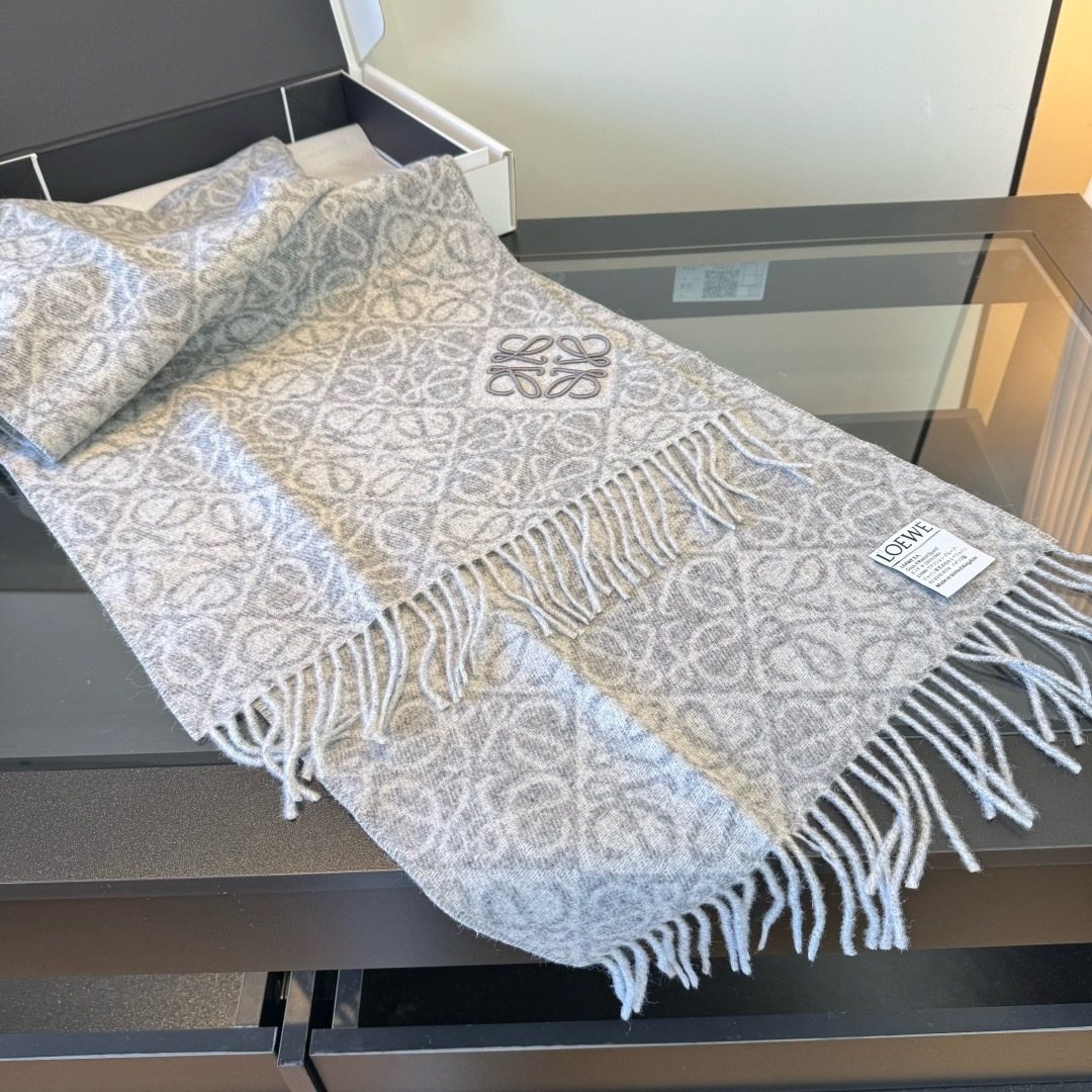 Loewe Patterned Fringed Scarf — front