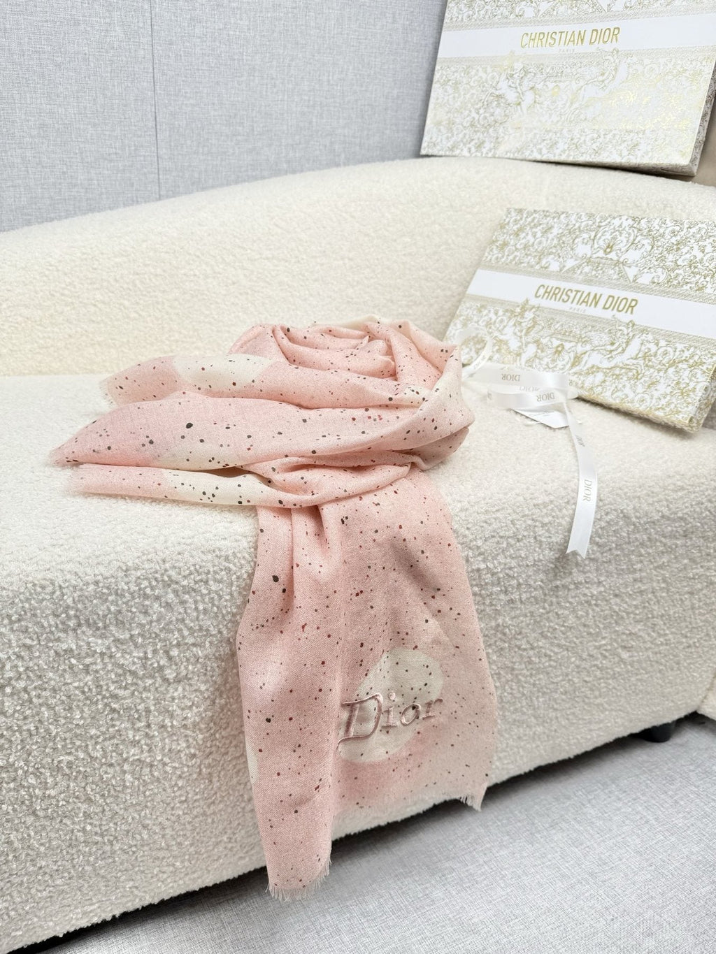 Dior Dotted Embroidered Scarf — side